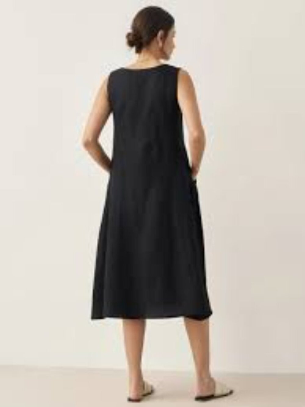 Lintico Black 100% Linen Swing Beach Tank midi  Dress GIANA size XXL/XL - Picture 9 of 9